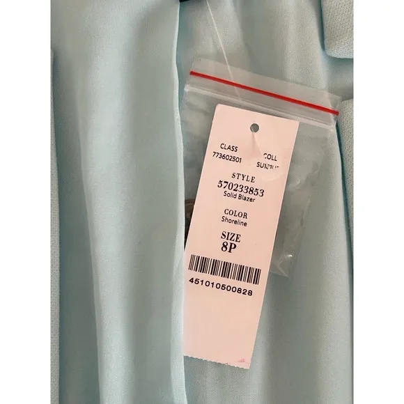 NWT White House Black Market Womens 8P Shoreline Sky Blue Career Blazer Lined
