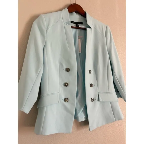 NWT White House Black Market Womens 8P Shoreline Sky Blue Career Blazer Lined
