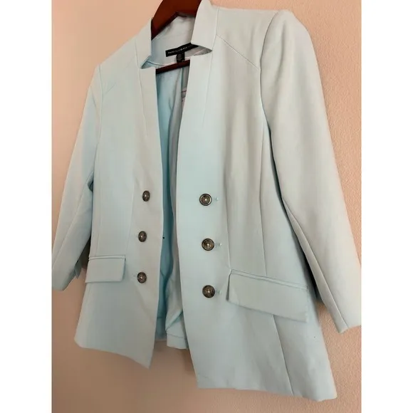 NWT White House Black Market Womens 8P Shoreline Sky Blue Career Blazer Lined