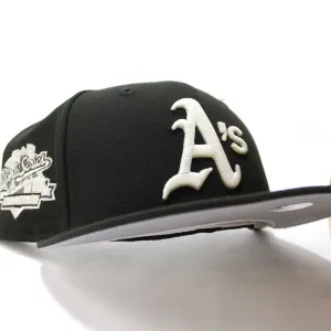 Oakland Athletics 1989 Battle of the Bay World Series New Era 59Fifty Fitted Hat (Glow in the Dark Black Gray Under Brim)