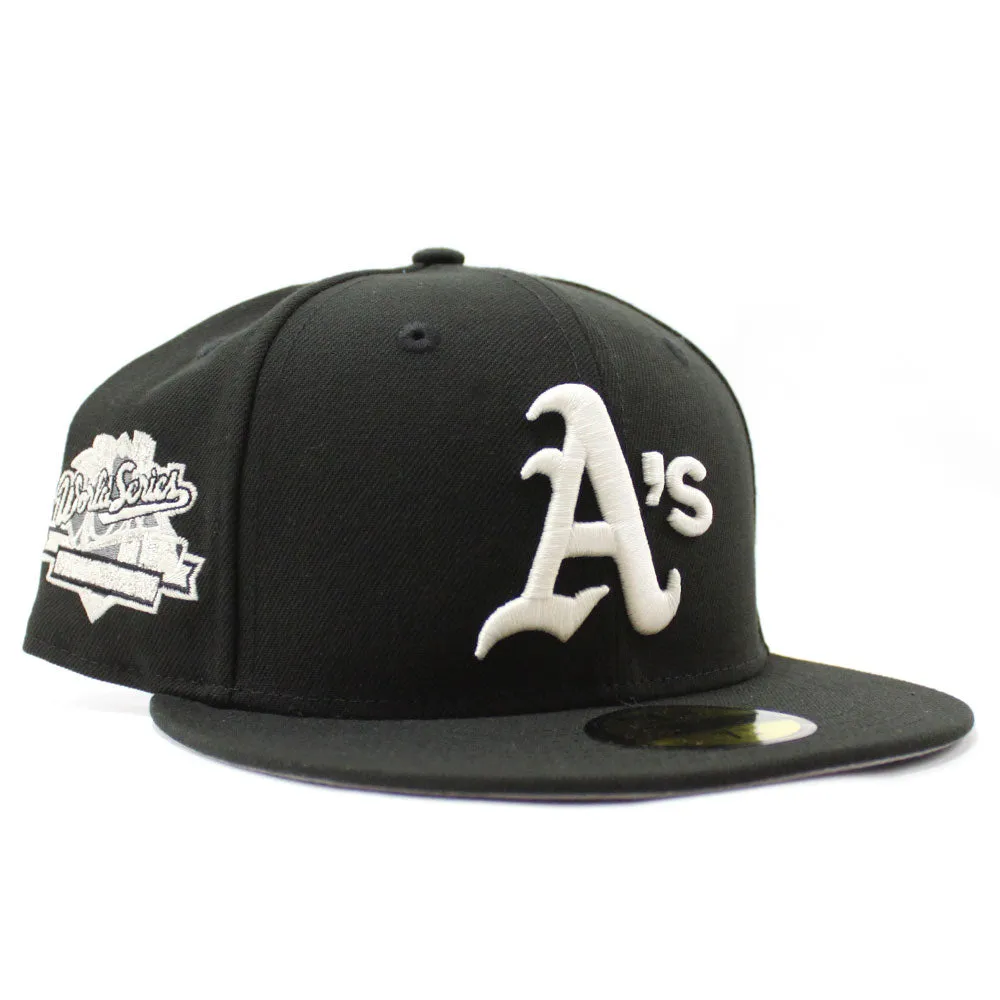 Oakland Athletics 1989 Battle of the Bay World Series New Era 59Fifty Fitted Hat (Glow in the Dark Black Gray Under Brim)