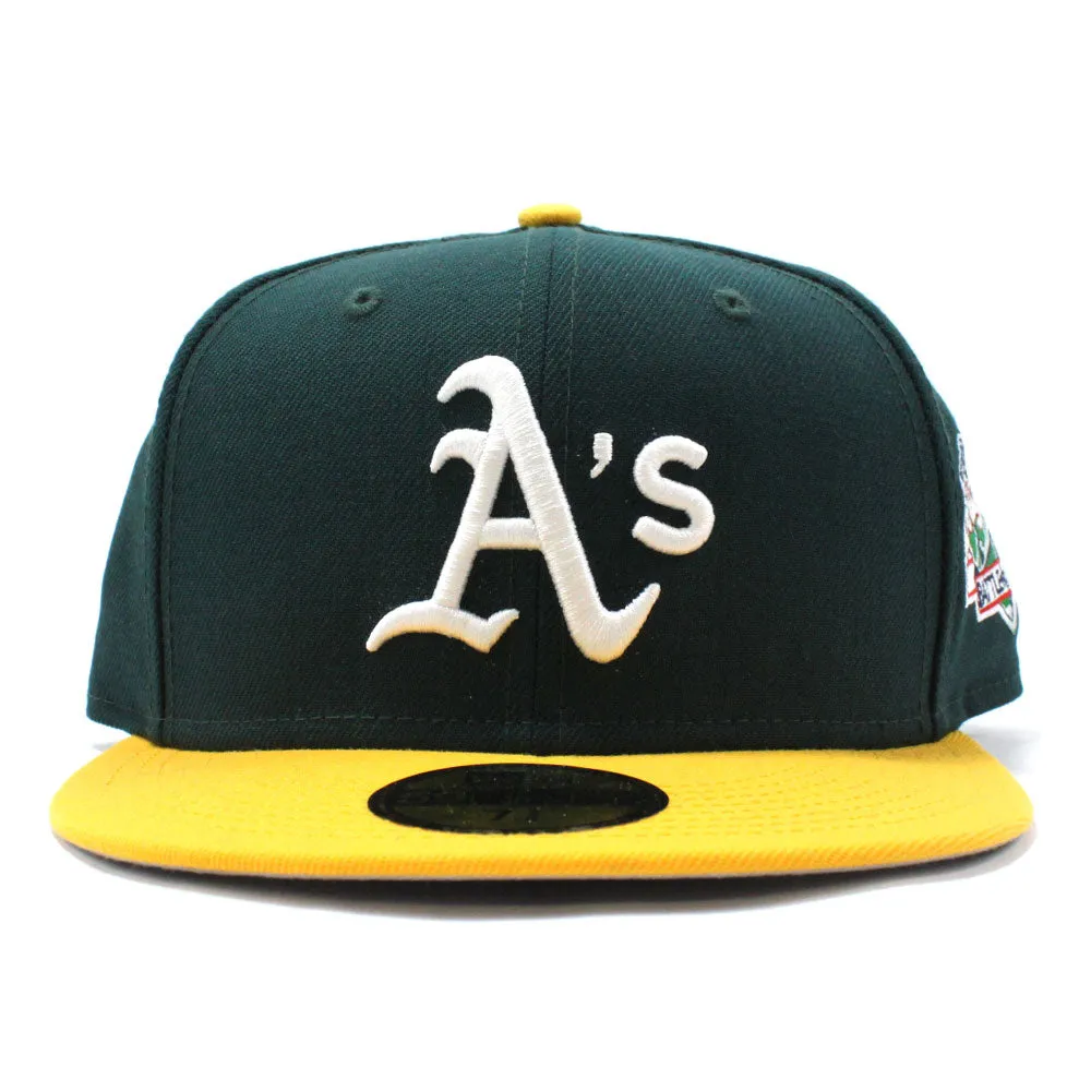 Oakland Athletics 1989 World Series New Era 59Fifty Fitted Hat (BATTLE OF THE BAY Green Yellow & Gray Under Brim)