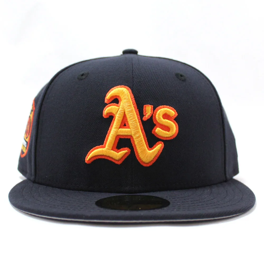 Oakland Athletics 50th Anniversary New Era 59Fifty Fitted Hat (Retro Warriors Colors Grey Under Brim)