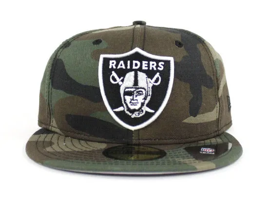 Oakland Raiders New Era 59Fifty Fitted Hat (Camouflage Gray Under Brim)
