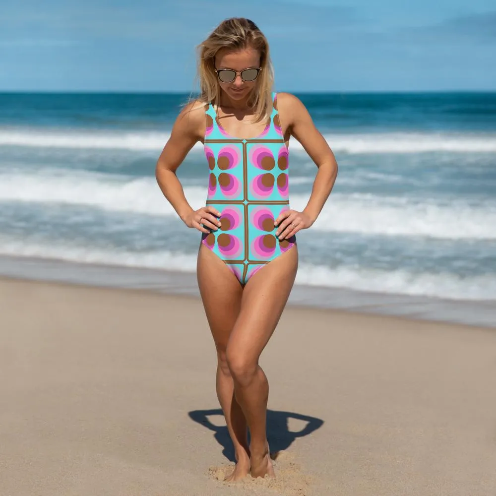 One-Piece Swimsuit - Seventies Blue