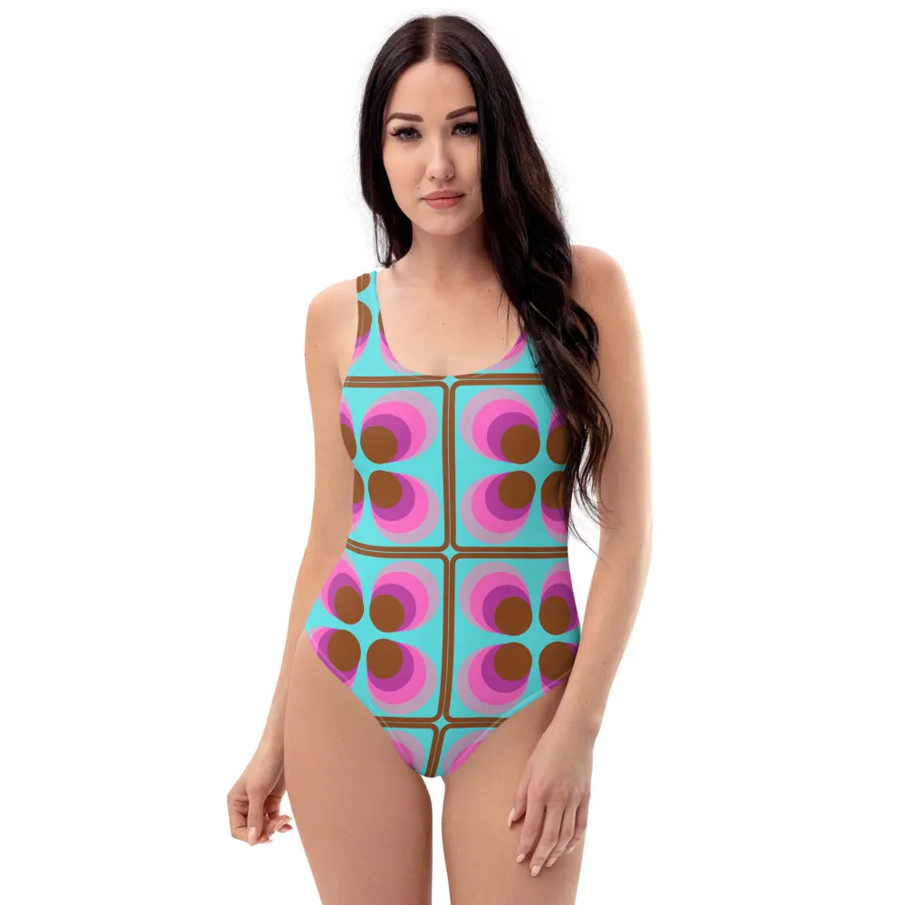 One-Piece Swimsuit - Seventies Blue