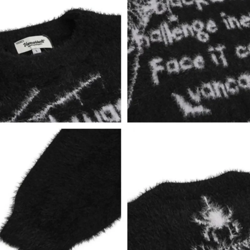 OOC' Casual Spider Lettering Knitted Sweater