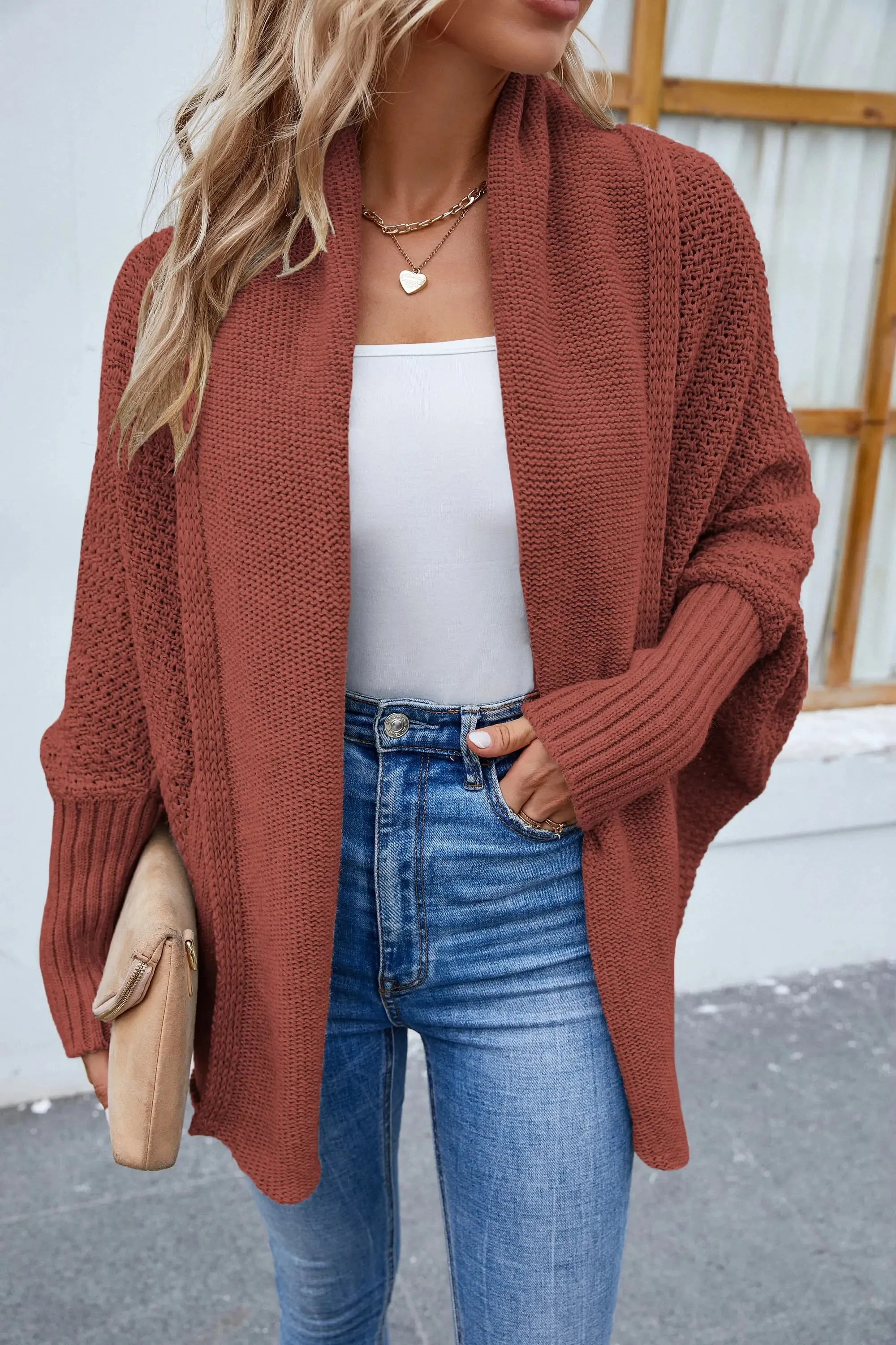 Open Front Long Sleeve Cardigan Sweater