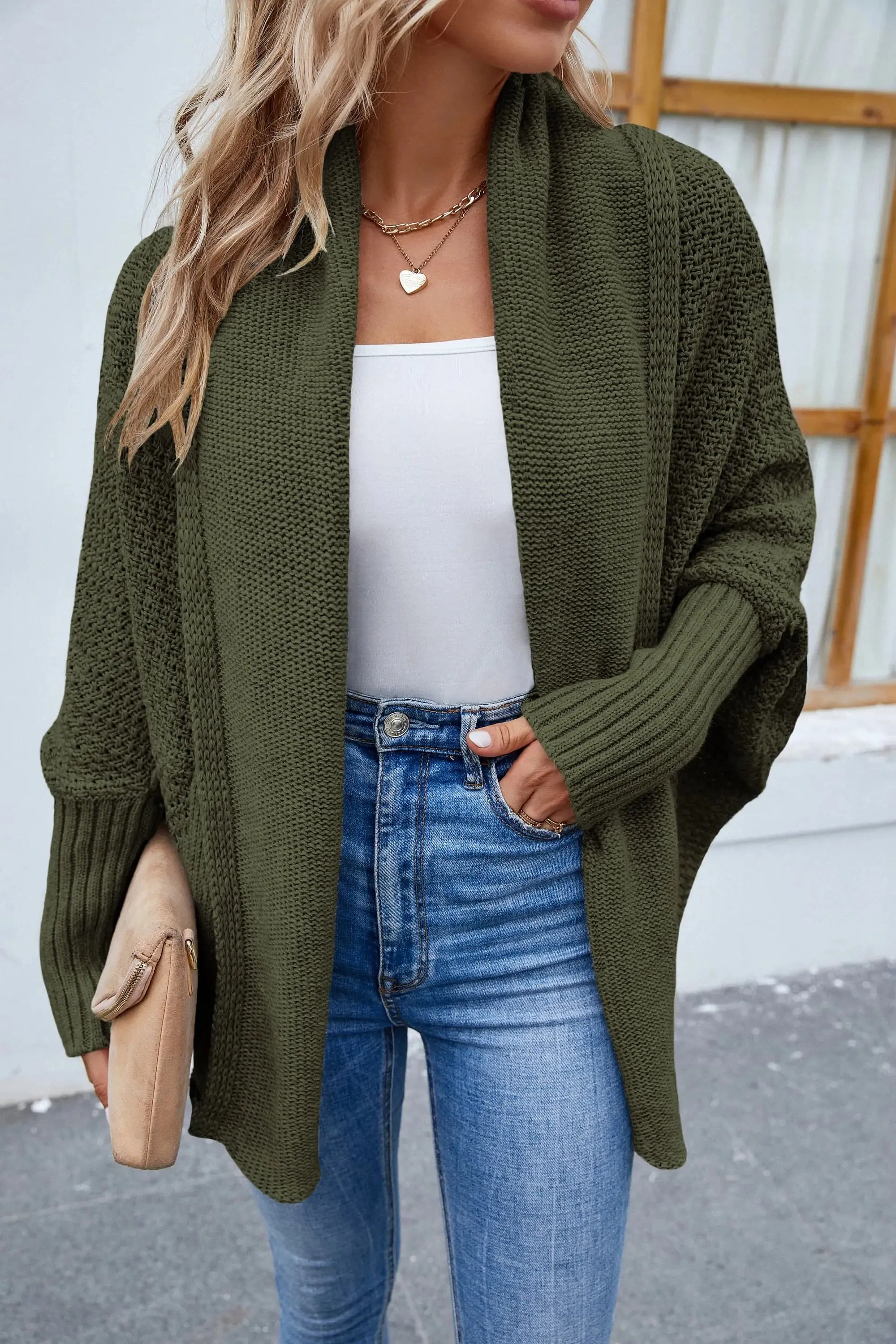 Open Front Long Sleeve Cardigan Sweater