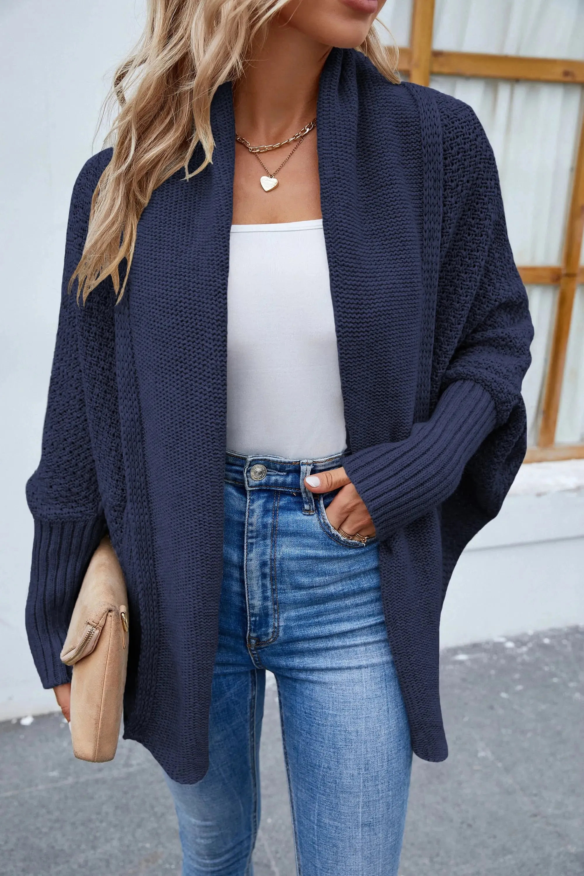 Open Front Long Sleeve Cardigan Sweater