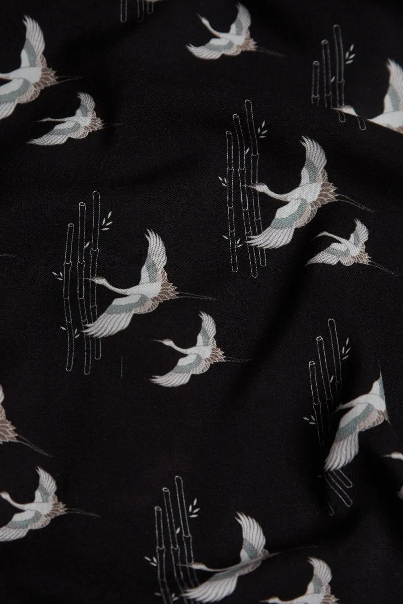 Oriental Bird Print Shirt