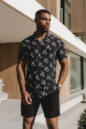 Oriental Bird Print Shirt
