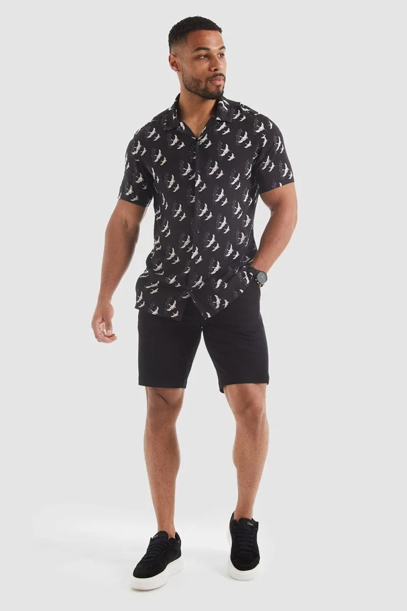 Oriental Bird Print Shirt