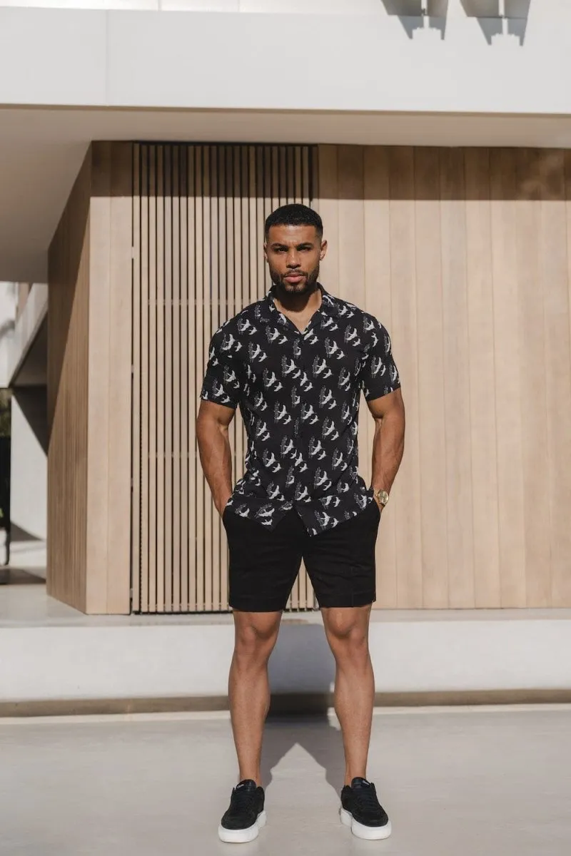 Oriental Bird Print Shirt