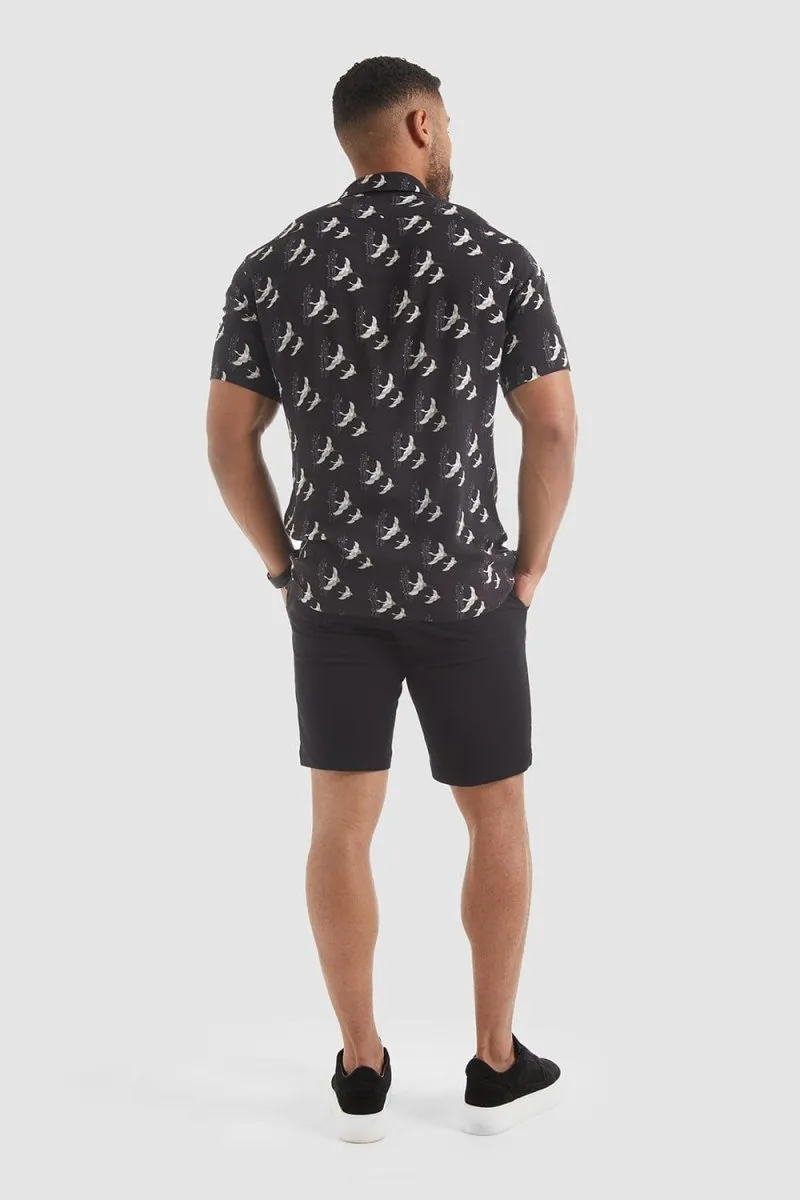 Oriental Bird Print Shirt