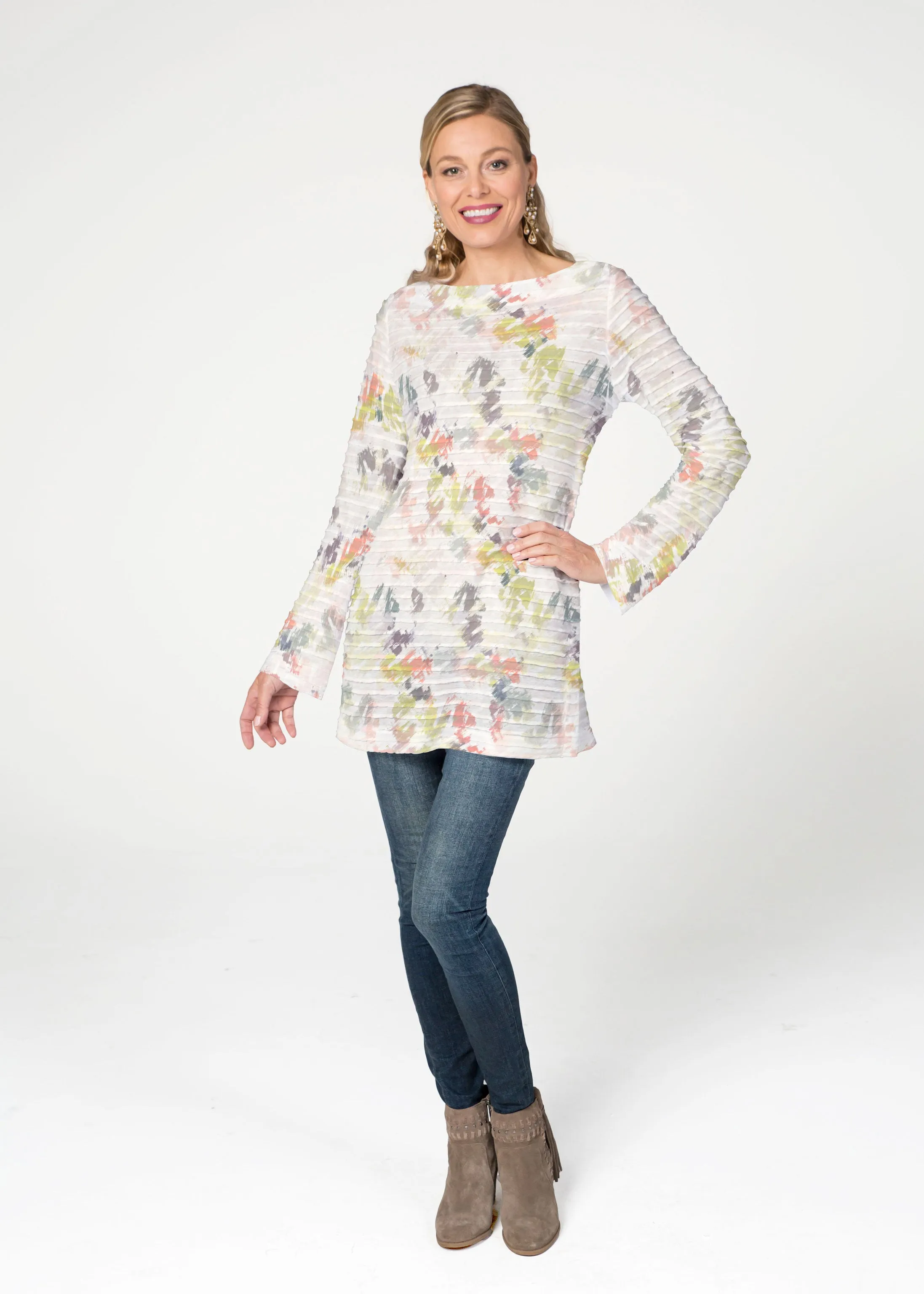 Painters Palette (7928) ~ Banded Boatneck Tunic