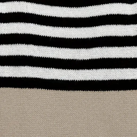 PASSION Casual Open Front Long Sleeve Color Block Mid Length Knit Cardigan