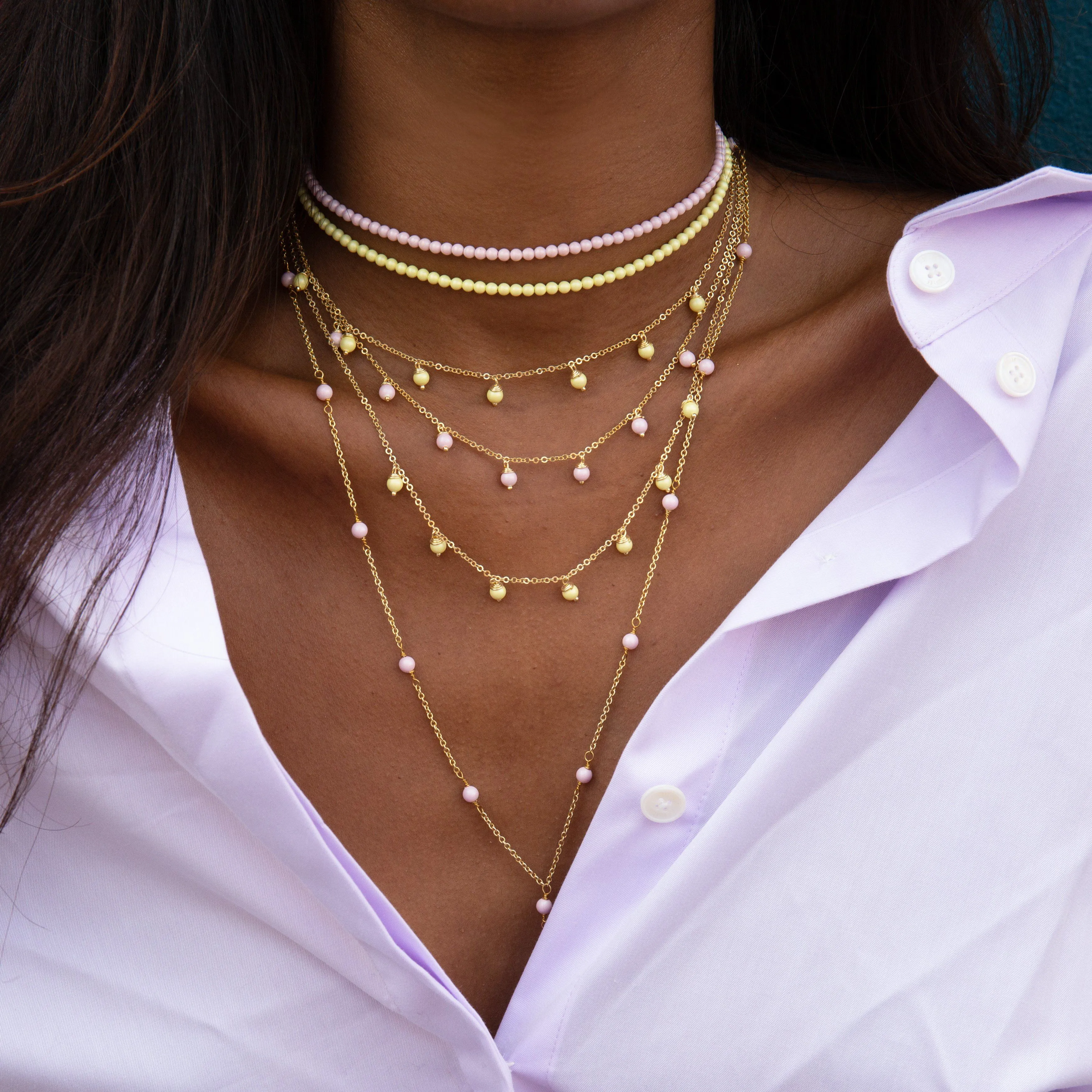 Pastel Pearl Beaded Choker