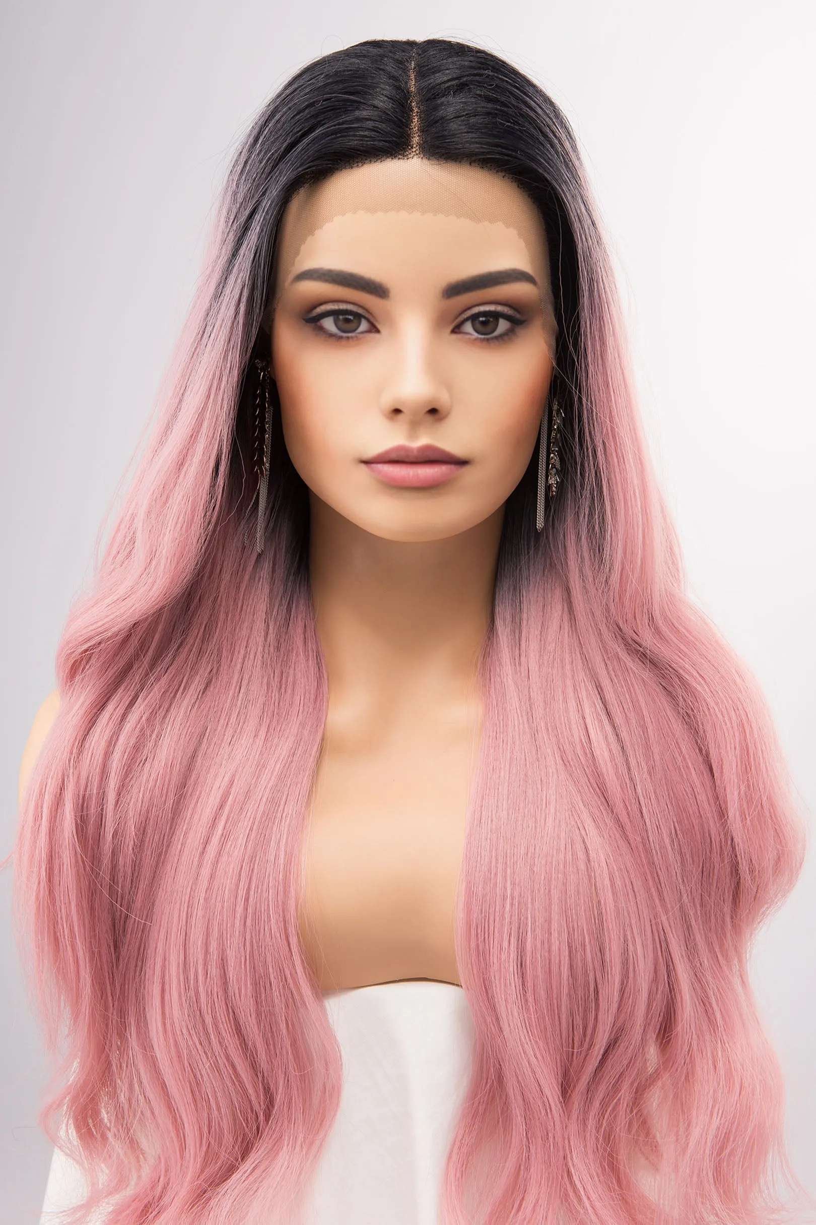 Pastel Pink Ombre Lace Front Wavy Wig | Kelly