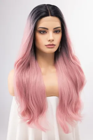Pastel Pink Ombre Lace Front Wavy Wig | Kelly