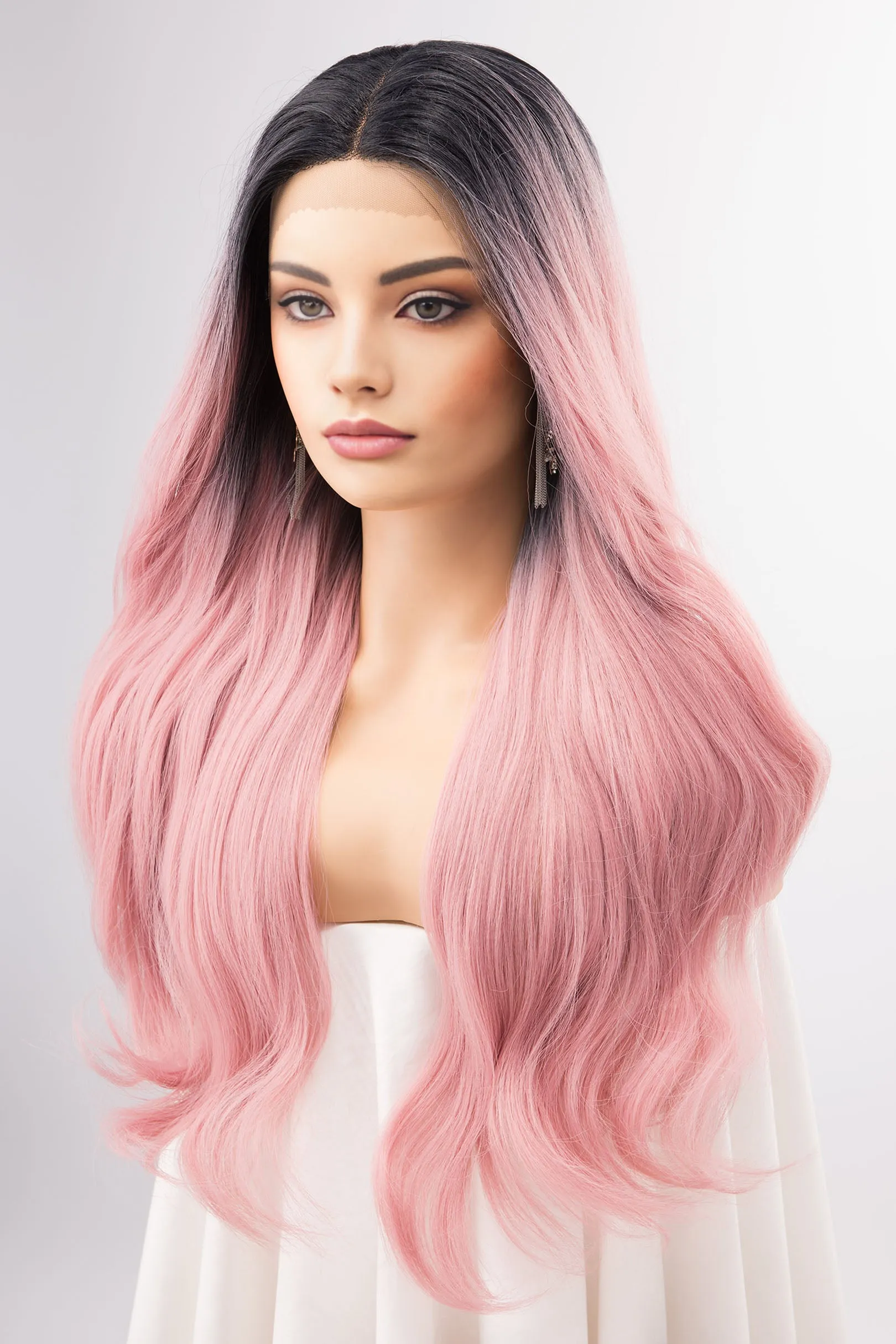 Pastel Pink Ombre Lace Front Wavy Wig | Kelly