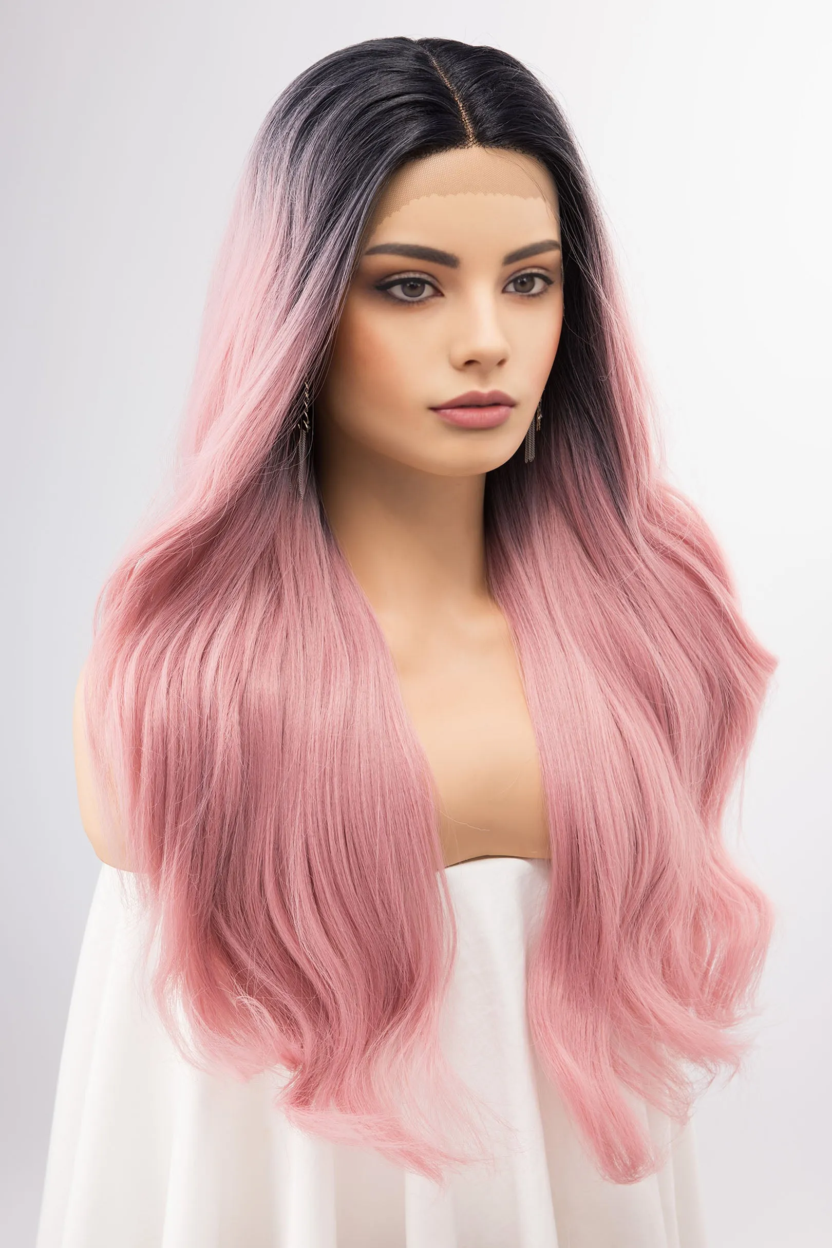 Pastel Pink Ombre Lace Front Wavy Wig | Kelly