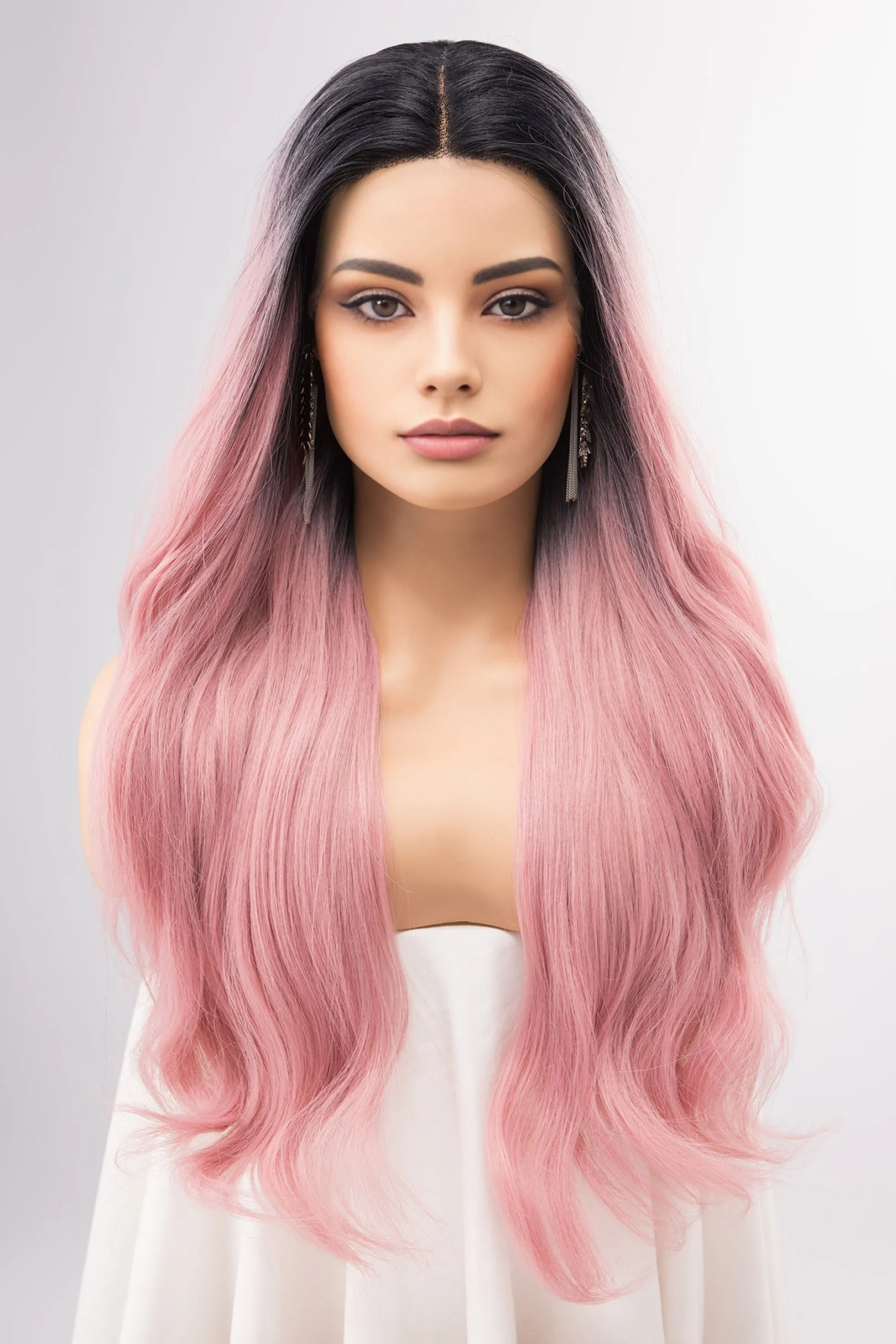 Pastel Pink Ombre Lace Front Wavy Wig | Kelly