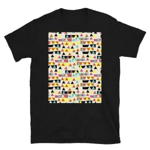Patterned Short-Sleeve Unisex T-Shirt | 50s Style Yellow | Triangular Forest