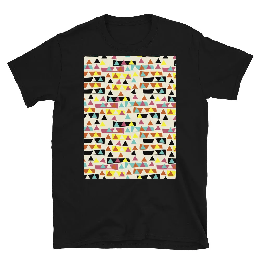 Patterned Short-Sleeve Unisex T-Shirt | 50s Style Yellow | Triangular Forest
