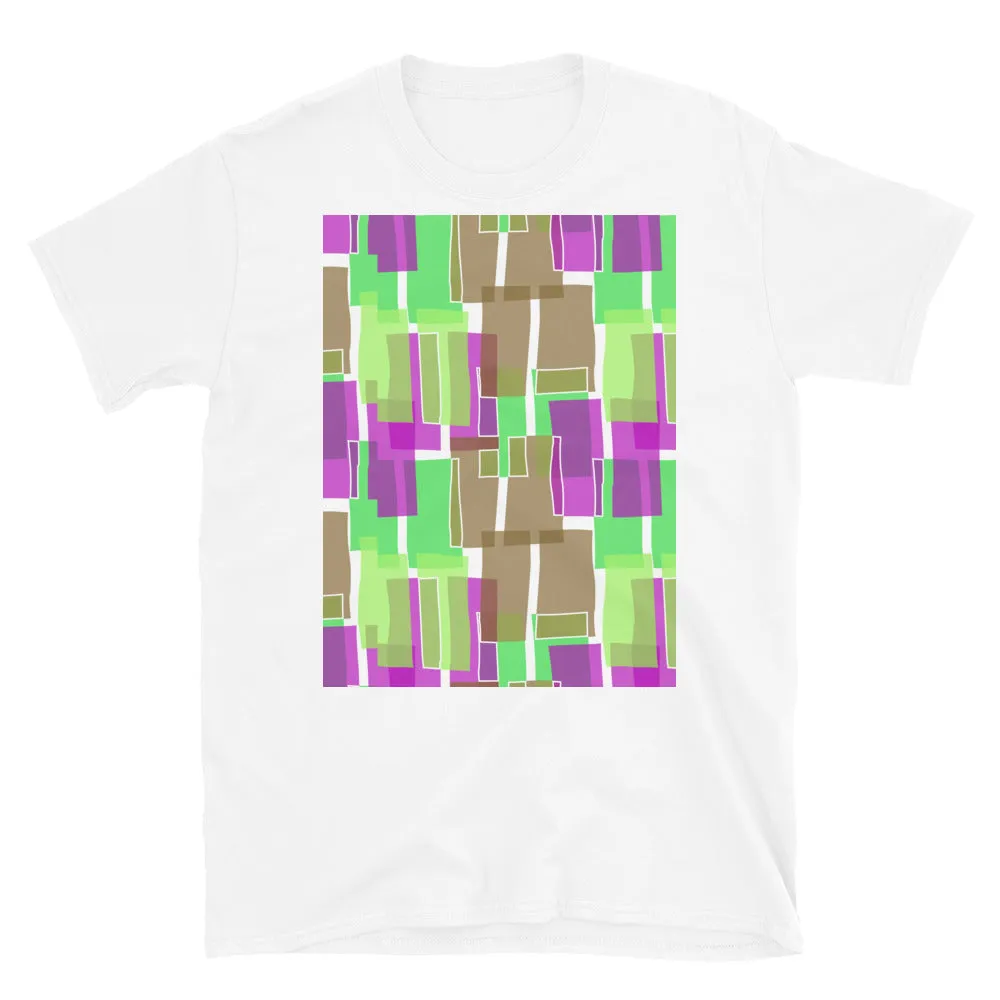 Patterned Short-Sleeve Unisex T-Shirt | Olive 60s Style | Mid Century Geometric