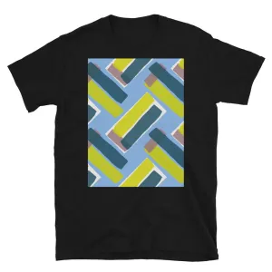 Patterned T-Shirt | Blue Orange Retro Style | Diagonal Rhythm