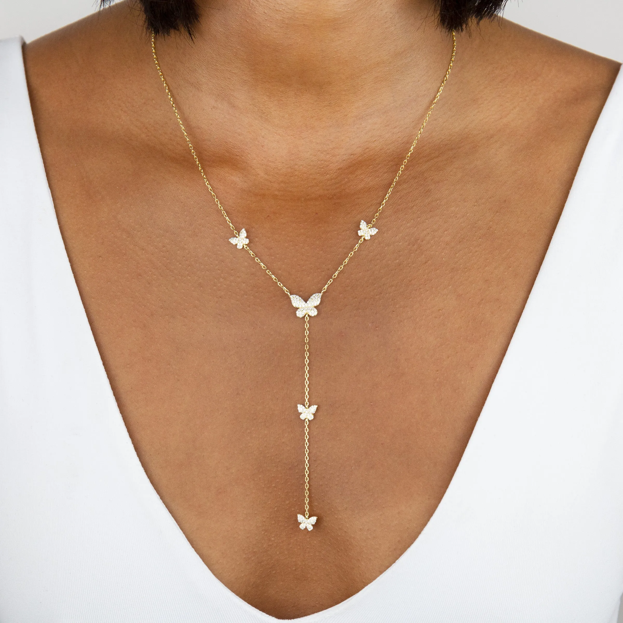 Pavé Butterfly Lariat