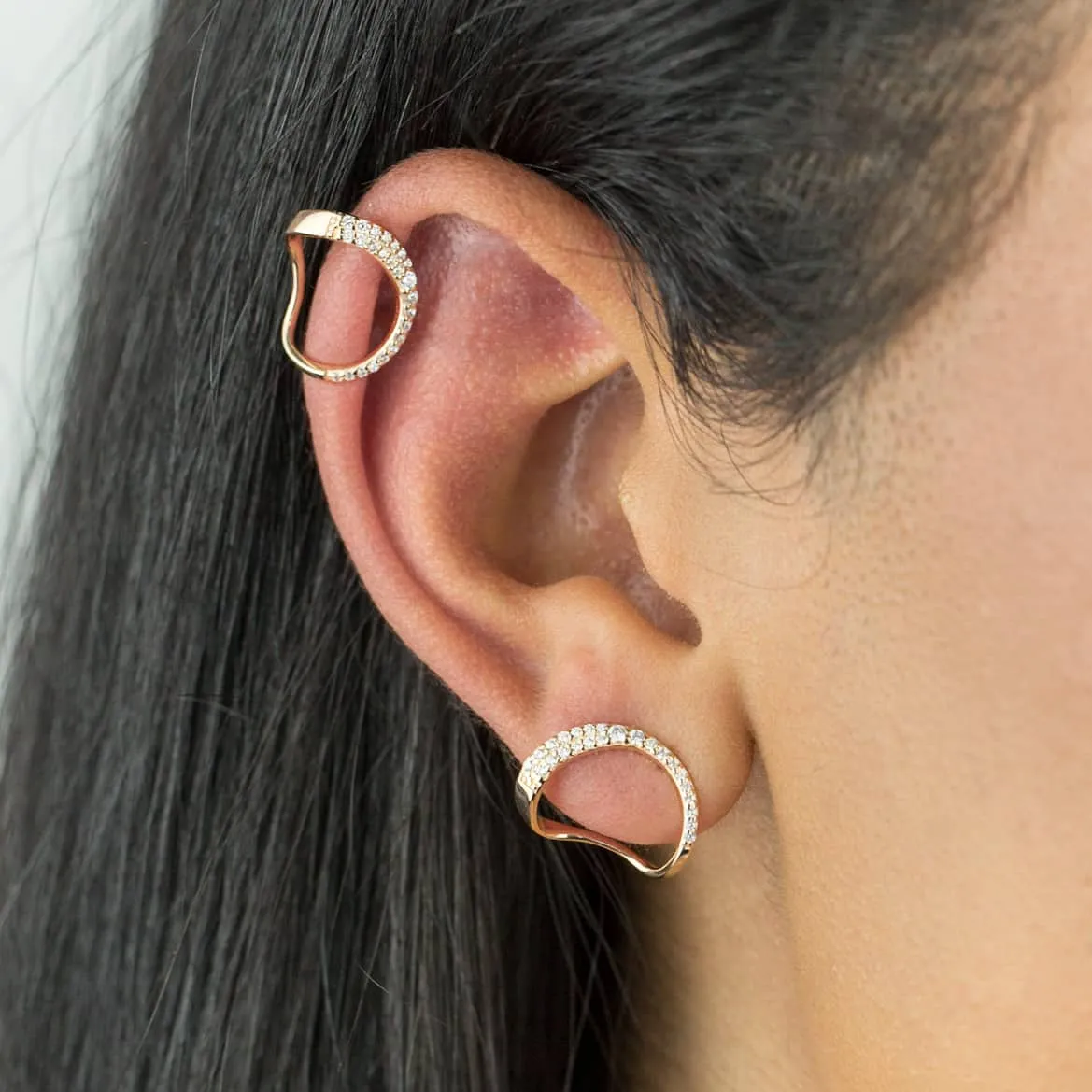 Pavé Open Circle Stud Earring