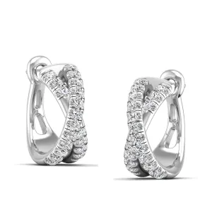 Pavé Round Diamond Criss Cross Hoop Earrings