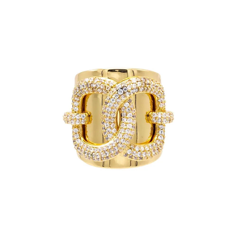Pave Chain Link Super Wide Band Ring