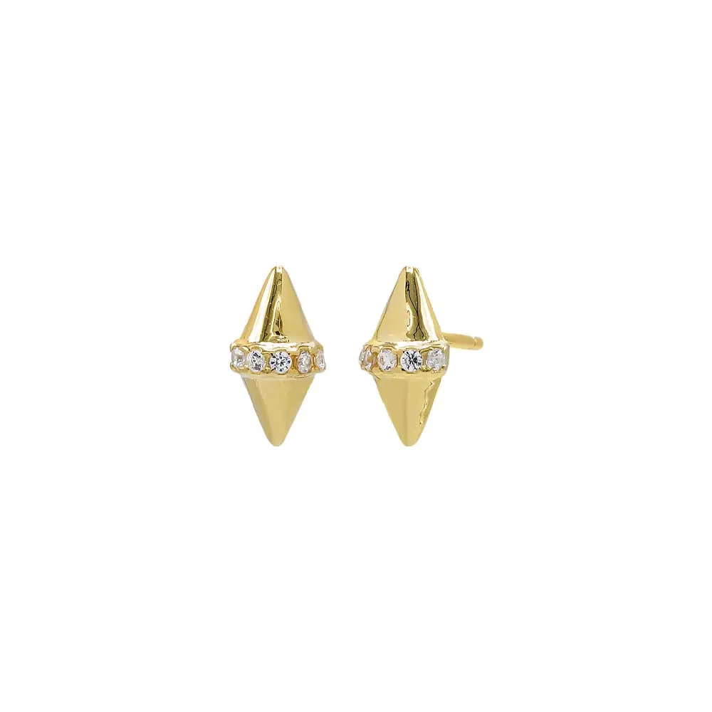 Pave Double Spike Stud Earring