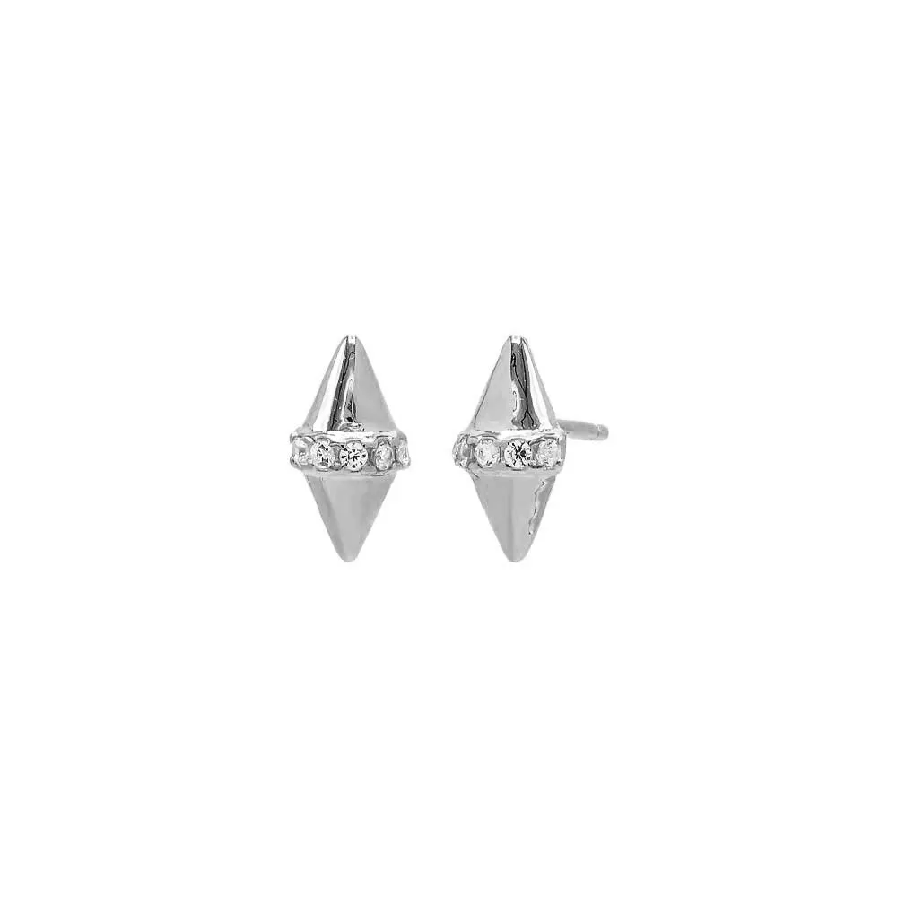 Pave Double Spike Stud Earring