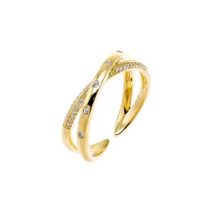 Pave X CZ Scattered Criss Cross Adjustable Ring
