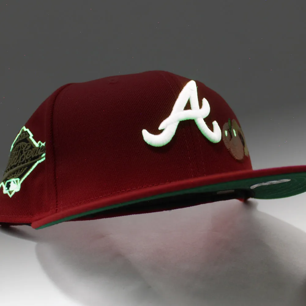 Peach Atlanta Braves 1995 World Series  New Era 59Fifty Fitted Hat (Glow in the Dark Red Green Under Brim)