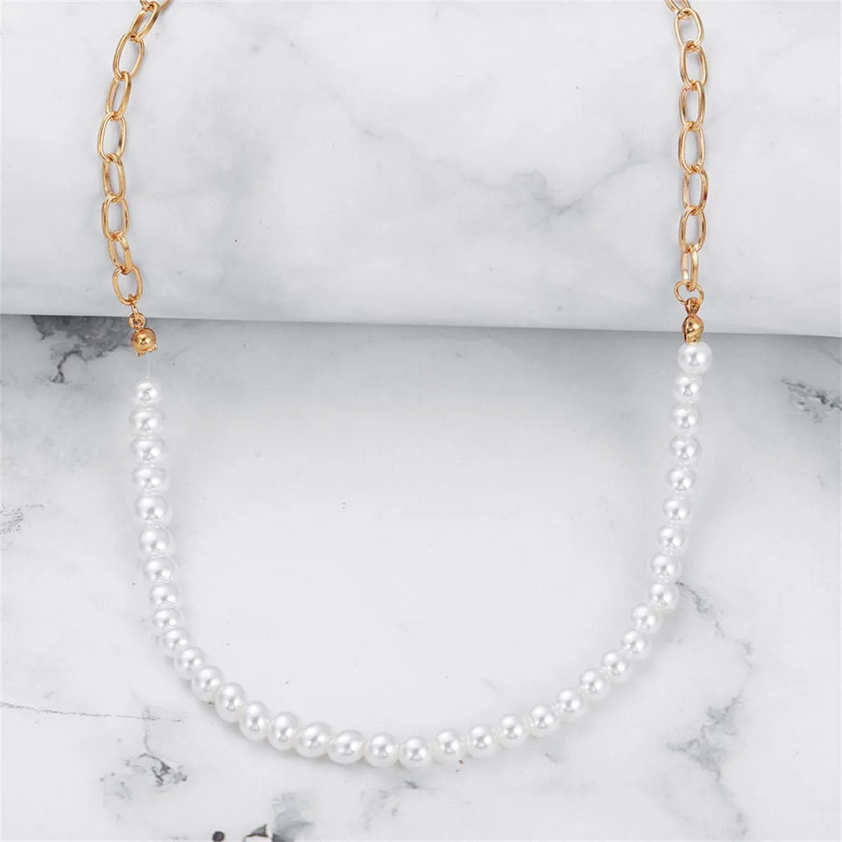 Pearl & 18K Gold-Plated Chain Link Necklace