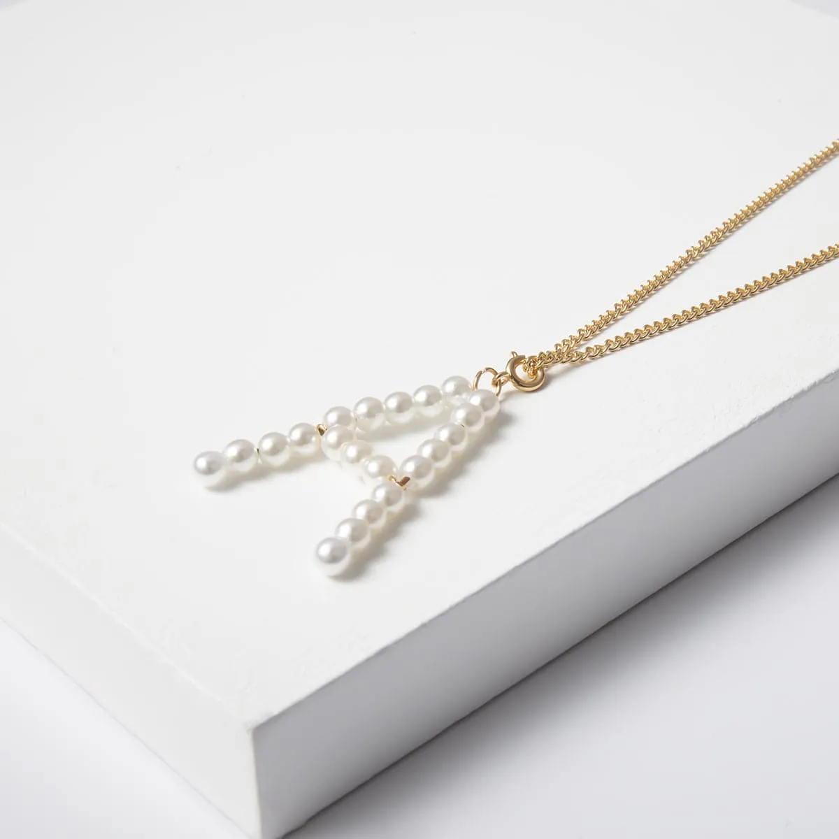 Pearl & 18K Gold-Plated Letter 'A' Pendant Necklace