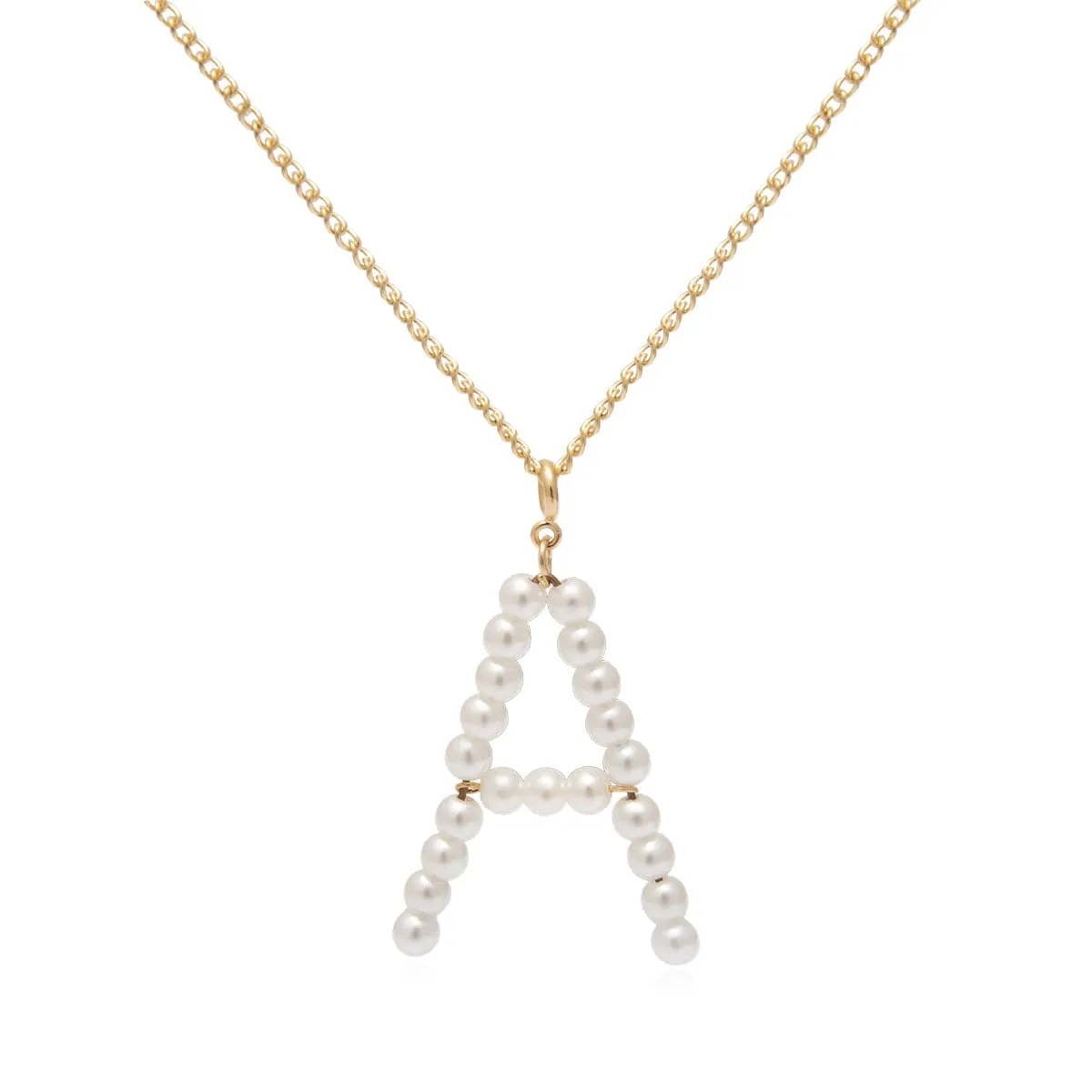 Pearl & 18K Gold-Plated Letter 'A' Pendant Necklace