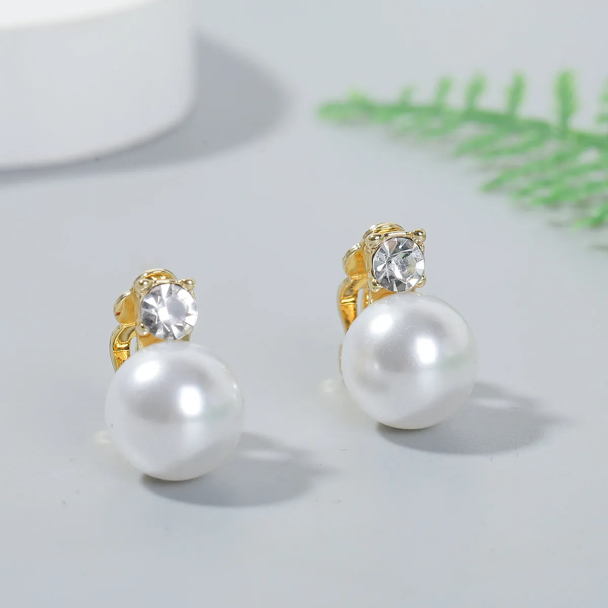 Pearl & Cubic Zirconia 18K Gold-Plated Round Huggie Earrings