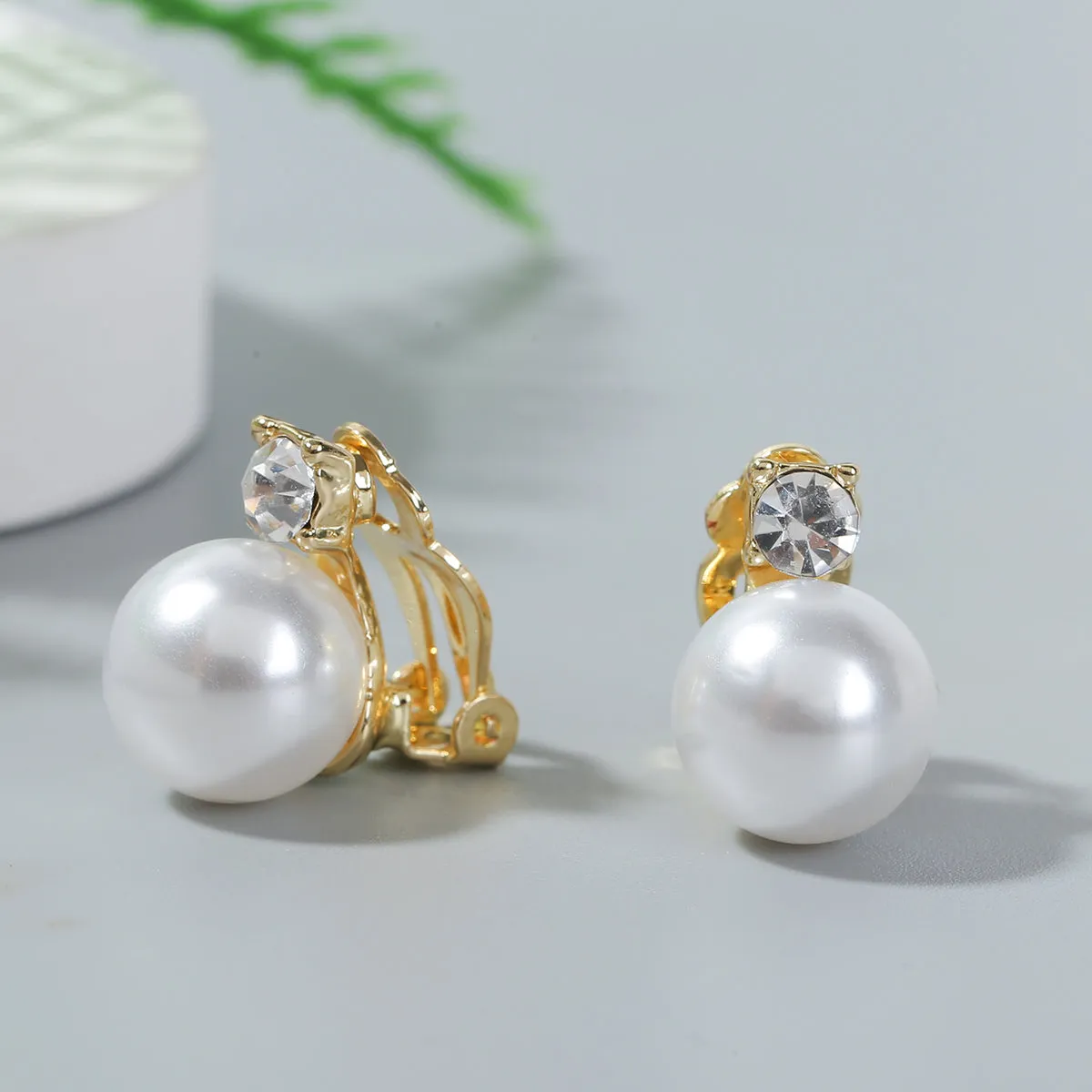 Pearl & Cubic Zirconia 18K Gold-Plated Round Huggie Earrings