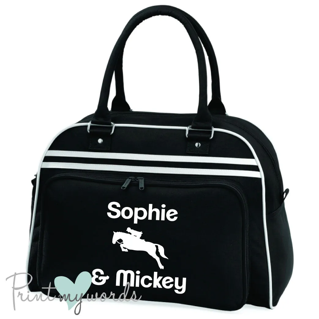 Personalised Equestrian Retro Bowling Bag - Jumping Design