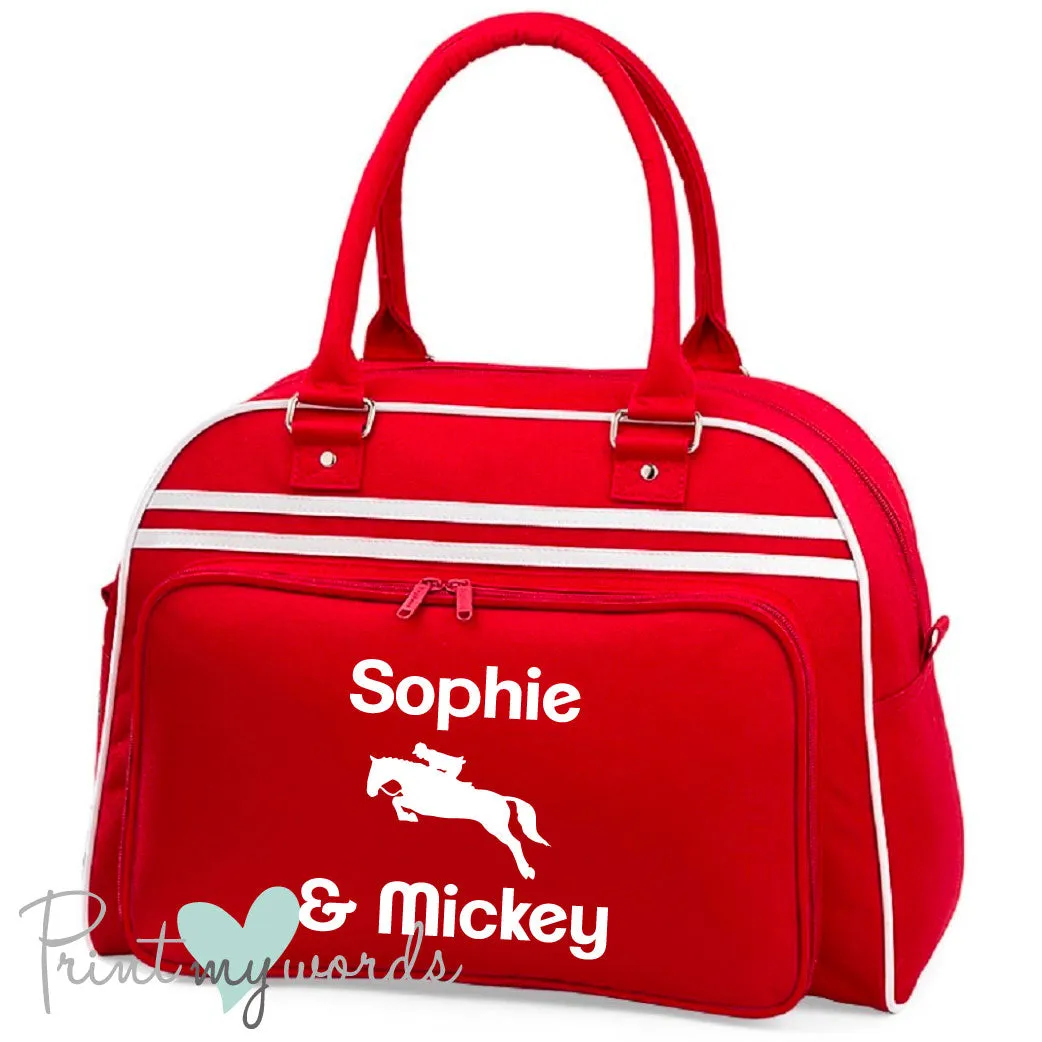 Personalised Equestrian Retro Bowling Bag - Jumping Design