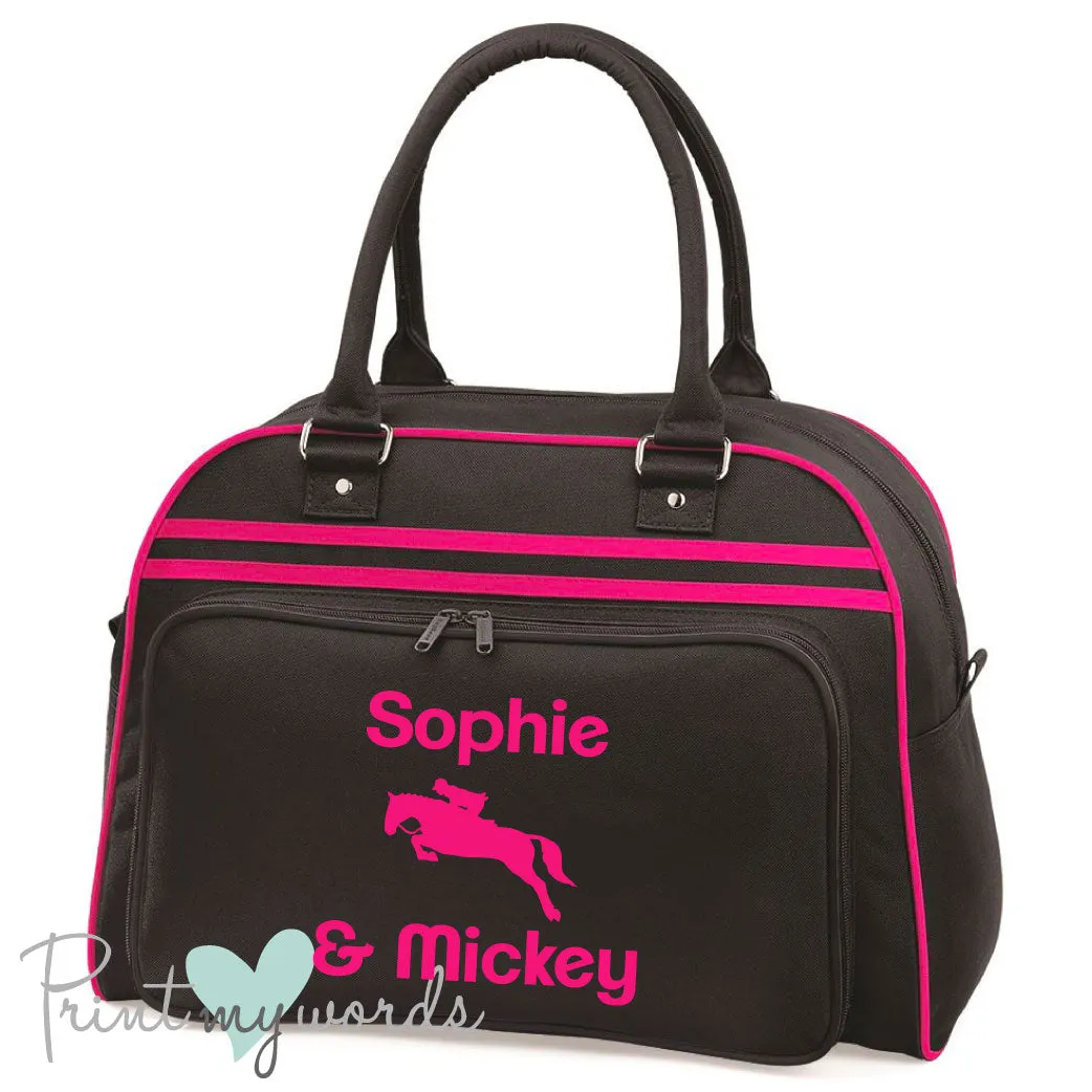 Personalised Equestrian Retro Bowling Bag - Jumping Design