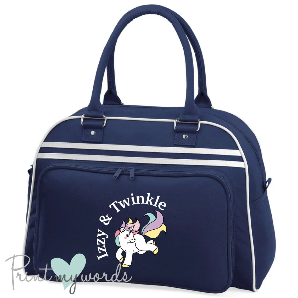 Personalised Equestrian Retro Bowling Bag - Unicorn Design