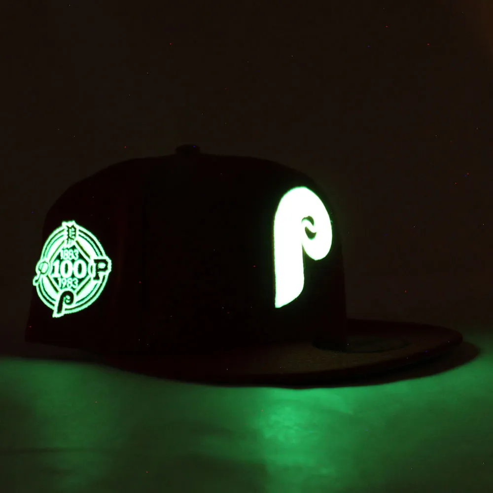 Philadelphia Phillies 100TH Anniversary 59Fifty New Era Fitted Cap (Glow in the Dark Logo Red Grey Under Brim)