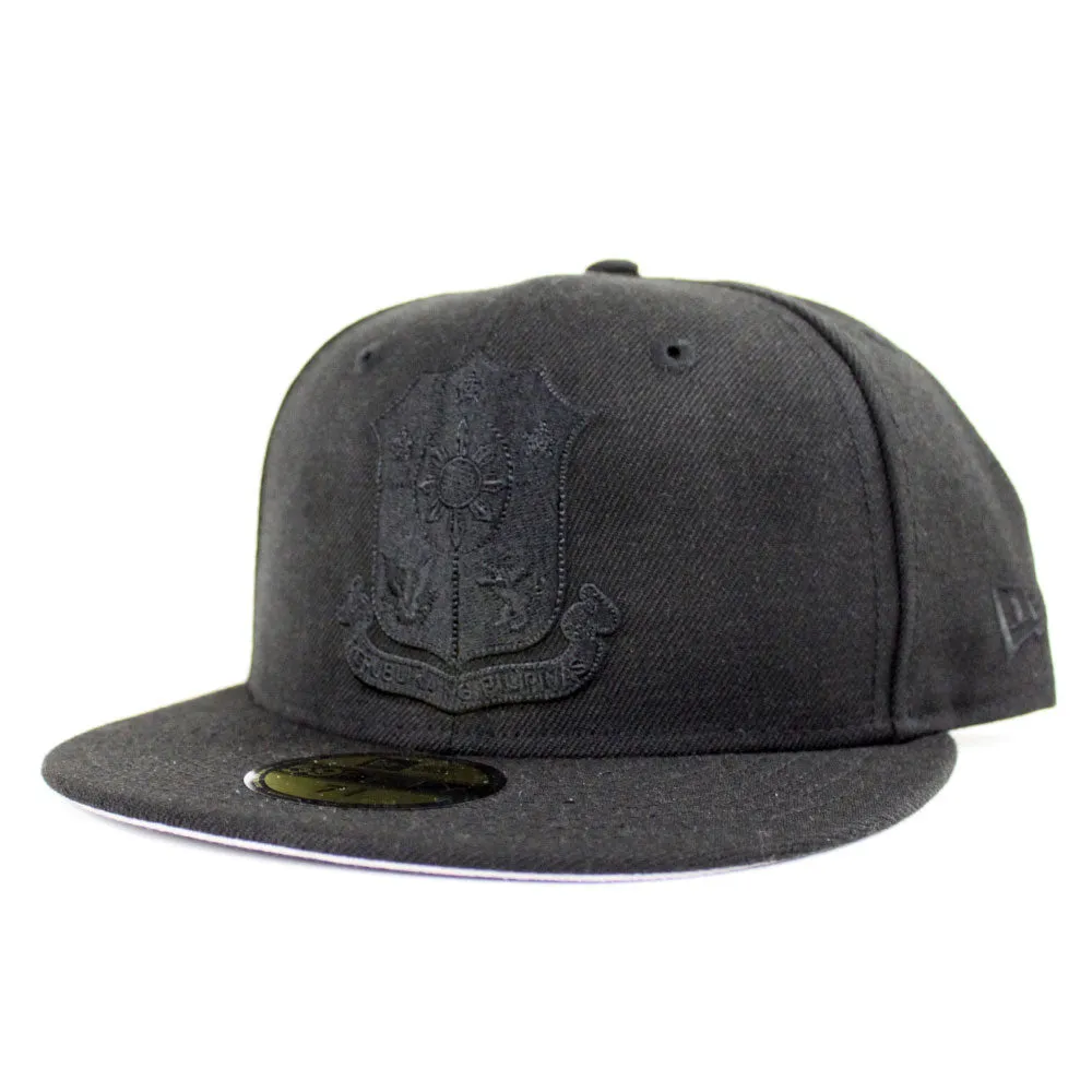 Philippine Crest New Era 59Fifty Fitted Hat (Black on Black Gray Under Brim)